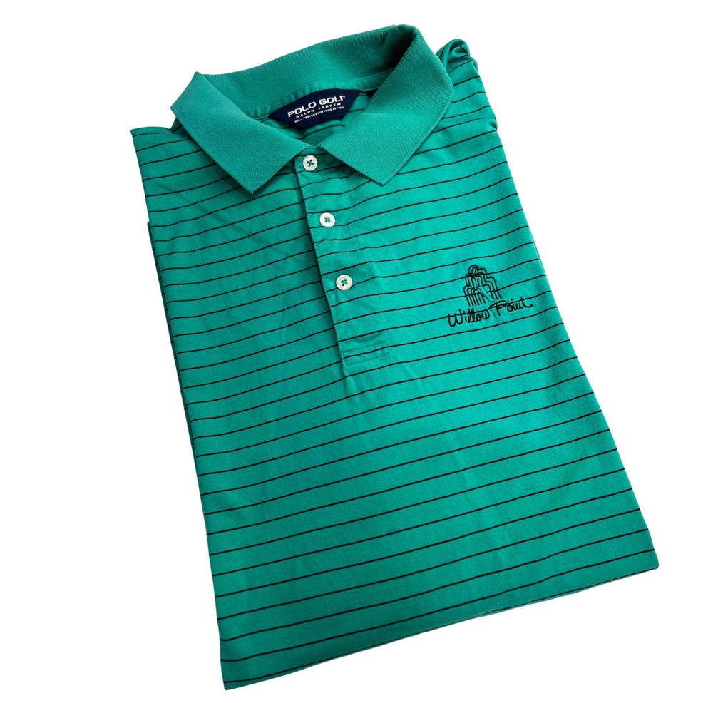 Polo‎ Golf Ralph Lauren Mens XL Green Striped Pima Cotton Willow Point B47